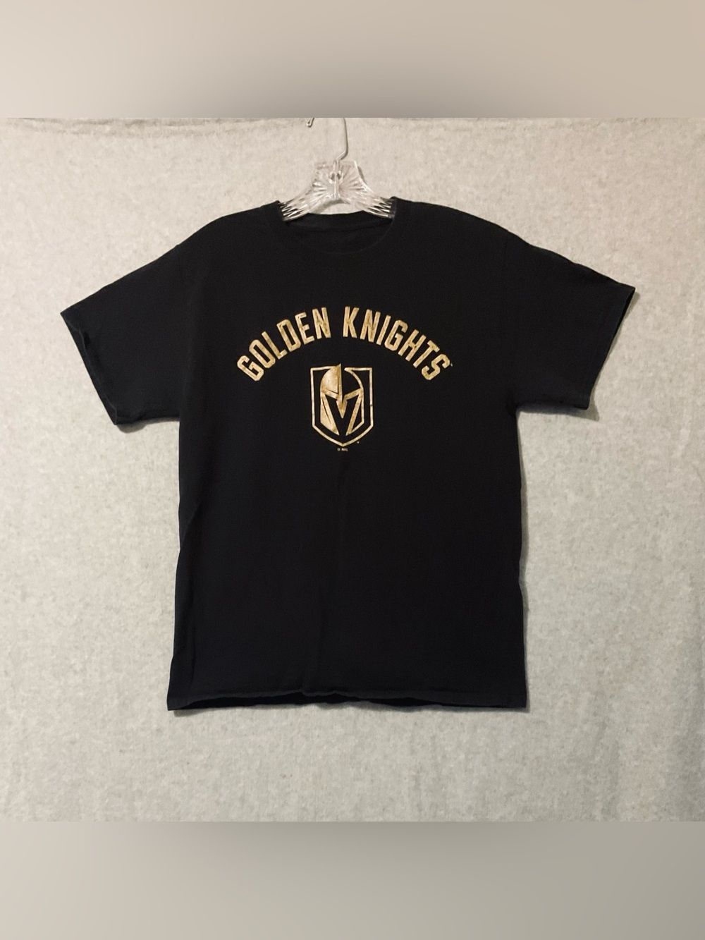 NHL Men Golden Knights Black Tee with Gold Logo